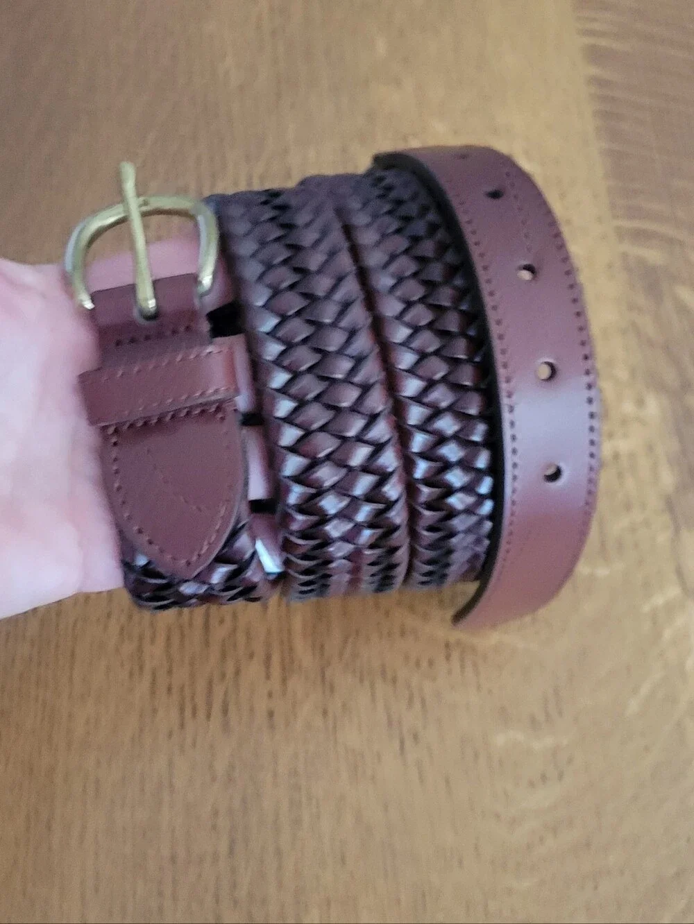J. Crew Woven Elasticated Italian Leather Belt - Dark Walnut
